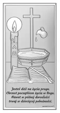 Srebrny obrazek pamiątka Chrztu Świętego z tekstem 5x10 cm Dla dziecka Chrzest