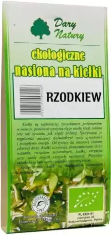 NASIONA RZODKIEWKI BIO NA KIEŁKI 30 g DARY NATURY Dom i ogród Ogród Kwiaty i nasionacebulki