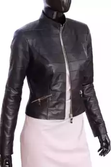 KRA450 czarna damska kurtka skórzana z poziomymi przeszyciami DORJAN Odzież obuwie dodatki Odzież damska Okrycia wierzchnie damskie Kurtki damskie