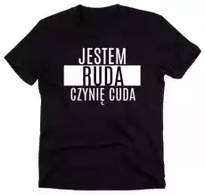 czarny klasyczny tshirt jestem ruda czynię cuda Odzież obuwie dodatki Odzież damska Bluzki i bluzeczki damskie