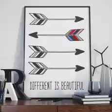 Different is beautiful plakat typograficzny wymiary 18cm x 24cm ramka czarna Dom i ogród