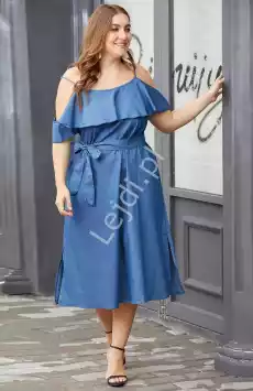 Jeansowa sukienka z falbanami Plus Size 243 Odzież obuwie dodatki