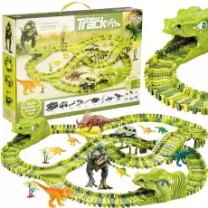 Tor wyścigowy dla dzieci park dinozaurów 240 elementów z figurkami dinozaurow Dla dziecka Zabawki Zabawki dla chłopców Parkingi garaże i tory wyścigowe