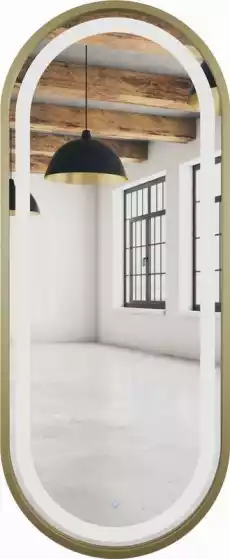 Lustro owalne złote LED z włącznikiem 55x120cm LOFT Dom i ogród