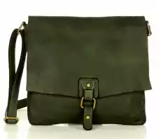 Torebka skórzana listonoszka stylowy minimalizm ala messenger leather bag MARCO MAZZINI zielona Odzież obuwie dodatki Galanteria i dodatki Torebki damskie