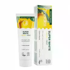 Super White Organic Toothpaste pasta do zębów z fluorem Lemon Mint 75ml Zdrowie i uroda Kosmetyki i akcesoria Pielęgnacja zębów i jamy ustnej