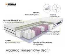 Materac kieszeniowy Szafir z pokrowcem SilverVisco różne rozmiary Dom i ogród Meble Sypialnia Materace