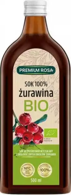 Żurawina sok 100 bez cukru BIO 500 ml Premium Rosa Artykuły Spożywcze Produkty dietetyczne Soki