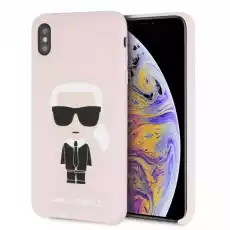 Karl Lagerfeld KLHCI65SLFKPI iPhone Xs Max hardcase jasnoróżowylight pink Silicone Iconic Telefony i akcesoria Akcesoria telefoniczne Etui