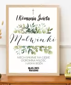 Prezent na I Komunię Świętą z personalizacją Plakat Gałązki Dom i ogród Wyposażenie wnętrz Dekoracja Obrazy i plakaty