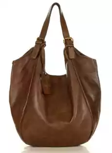 Mirabella MARCO MAZZINI Torebka skórzana damska classic handmade shopping bag ciemny beż khaki Odzież obuwie dodatki Galanteria i dodatki Torebki damskie