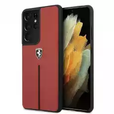 Ferrari FEOSIHCS21LRE S21 Ultra G998 czerwonyred hardcase Off Track Leather Nylon Stripe Telefony i akcesoria Akcesoria telefoniczne Etui