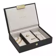 Pudełko na biżuterię z pokrywką czarne Mini Classic Stackers Biżuteria i zegarki Akcesoria jubilerskie Stojaki na biżuterię