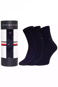 SKARPETY DAMSKIE TOMMY HILFIGER 701220262 GRANATOWE 3PACK Odzież obuwie dodatki Bielizna damska Skarpetki i podkolanówki