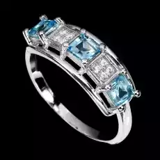 Pierścionek 925 srebrny Swiss Blue Topaz r 165 Biżuteria i zegarki Wyroby jubilerskie Pierścionki