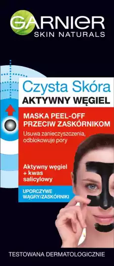 Garnier Czysta Skóra Maska peeloff przeciw zaskórnikom z aktywnym węglem 50ml Zdrowie i uroda Kosmetyki i akcesoria Pielęgnacja twarzy Peelingi i scruby do twarzy