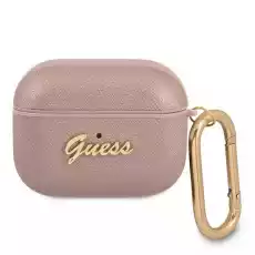 Guess GUAPSASMP AirPods Pro cover różowypink Saffiano Script Metal Collection Telefony i akcesoria Akcesoria telefoniczne Etui