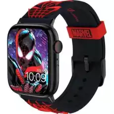 Silikonowy pasek MARVEL SpiderMan Miles Morales 3D do Apple Watch 49454442mm oraz 414038mm czarny Telefony i akcesoria Akcesoria telefoniczne Pokrowce i kabury do telefonów