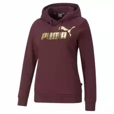 Bluza z kapturem damska Puma ESS METTALIC LOGO FL borodowa 84995842 Odzież obuwie dodatki Bluzy i swetry