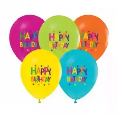 Balony lateksowe z nadrukiem Happy Birthday 12 w gwiazdki 5szt Gadżety Balony