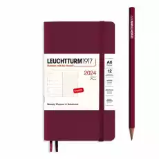 PLANER TYGODNIOWY Z NOTATNIKIEM LEUCHTTURM1917 W MIĘKKIEJ OPRAWIE POCKET A6 2024 BORDOWY Biuro i firma Akcesoria biurowe Artykuły papiernicze