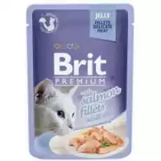 Brit Mokra karma dla kotów w galaretce z łososiem Premium Cat Jelly Fillets With Salmon 85 g Dom i ogród Artykuły zoologiczne Koty