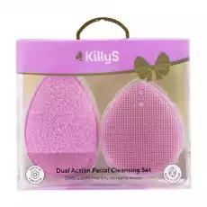 KillyS Dual Action Facial Cleansing zestaw silikonowa szczoteczka do mycia twarzy gąbka złuszczająca Zdrowie i uroda Kosmetyki i akcesoria Pielęgnacja twarzy