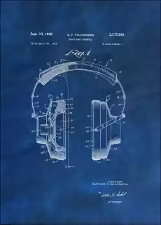 Patent Sluchawki 1966 Niebieskie plakat Wymiar do wyboru 20x30 cm Dom i ogród Wyposażenie wnętrz Dekoracja Obrazy i plakaty