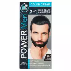 JOANNA Power Men Color Cream 3in1 Hair Beard Moustache 02 Dark Brown 30g Zdrowie i uroda Kosmetyki i akcesoria Kosmetyki dla mężczyzn Męskie kosmetyki i akcesoria do golenia