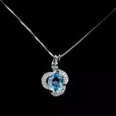 Delikatny 925 naszyjnik Swiss Blue topaz cyrkonie Biżuteria i zegarki Wyroby jubilerskie Naszyjniki