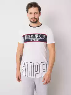 Tshirt męski biały dekolt okrągły Odzież obuwie dodatki Odzież męska Tshirty