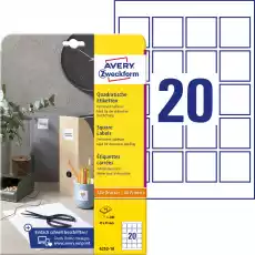 Trwałe etykiety białe A4 Avery Zweckform kwadratowe 45x45 mm 10 ark Biuro i firma Akcesoria biurowe Pozostałe akcesoria biurowe