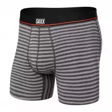 Bokserki męskie elastyczne SAXX NONSTOP STRETCH Boxer Brief z rozporkiem w paski szare Odzież obuwie dodatki Bielizna męska