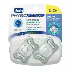 Chicco PhysioForma silikonowy smoczek do uspokajania Micro 02m Świecący 2szt Dla dziecka Akcesoria dla dzieci