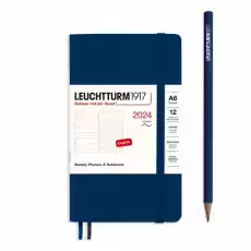 PLANER TYGODNIOWY Z NOTATNIKIEM LEUCHTTURM1917 W MIĘKKIEJ OPRAWIE POCKET A6 2024 GRANATOWY Biuro i firma Akcesoria biurowe Artykuły papiernicze