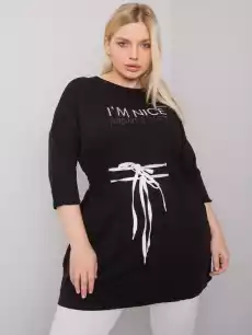 Tunika plus size czarny dekolt okrągły rękaw 34 dżety Odzież obuwie dodatki Odzież damska Tuniki