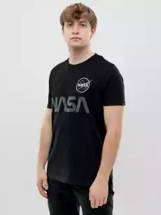 Koszulka Z Krótkim Rękawem Alpha Industries NASA Rainbow Ref T Czarna Odzież obuwie dodatki Odzież męska Koszulki męskie