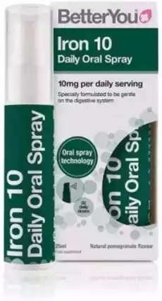 Iron 10 Daily Oral Spray Żelazo 25 ml BetterYou Zdrowie i uroda Zdrowie Witaminy minerały suplementy diety