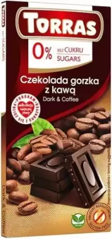 Czekolada gorzka z kawą Dark Coffee 0 cukru bezglutenowa 75 g Torras Artykuły Spożywcze Kakao i czekolada