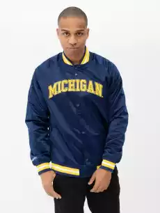 Kurtka Baseballowa Mitchell Ness NCAA Bold Michigan Granatowa Odzież obuwie dodatki Odzież męska Okrycia wierzchnie męskie Kurtki męskie