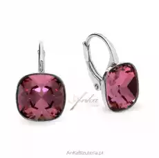 Srebrne kolczyki swarovski w kolorze antique pink Biżuteria i zegarki