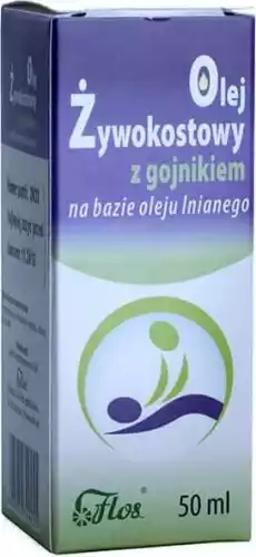 Olej żywokostowy z gojnikiem na bazie oleju lnianego 50ml Flos Zdrowie i uroda Kosmetyki i akcesoria Kosmetyki i akcesoria do kąpieli Olejki do kąpieli Aromaterapia