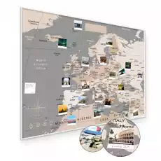 Pastelowa mapa Europy na ścianę do oznaczania podróży 60x85cm Rama aluminiowa biała Dom i ogród Wyposażenie wnętrz Dekoracja Obrazy i plakaty