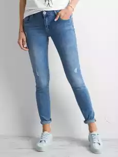 Spodnie jeans jeansowe niebieski casual przetarcia Odzież obuwie dodatki Odzież damska Spodnie damskie Jeansy damskie