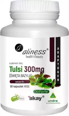 Tulsi Święta bazylia 300 mg ekstrakt 5 90 kapsułek vege Aliness Zdrowie i uroda Zdrowie Witaminy minerały suplementy diety