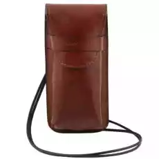 Tuscany Leather Ekskluzywne skórzane etui na okularysmartfon rozmiar L kolor brązowy TL141321 Odzież obuwie dodatki Galanteria i dodatki Akcesoria skórzane