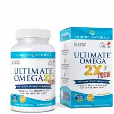 Nordic Naturals Ultimate Omega 2X Teen dla nastolatków 60 kapsułek miękkich o smaku truskawkowym Sport i rekreacja Odżywki i suplementy