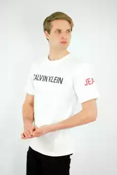 TSHIRT MĘSKI CALVIN KLEIN BIAŁY Odzież obuwie dodatki Odzież męska