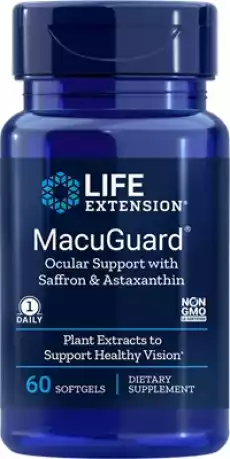 MacuGuard Ocular Support with Saffron Astaxanthin 60 kaps Zdrowie i uroda Zdrowie Witaminy minerały suplementy diety