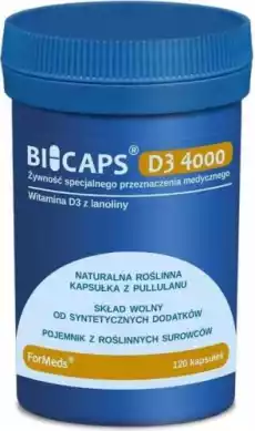 Bicaps Witamina D3 4000 IU 120 porcji 120 kapsułek ForMeds Sport i rekreacja Odżywki i suplementy Witaminy i minerały